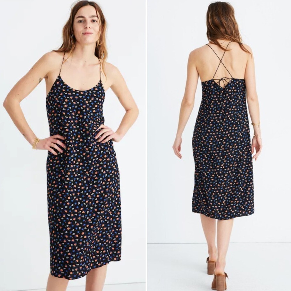 Madewell Blue Floral Tie-Back Slip Dress in Prairie Posies Women’s Size 0